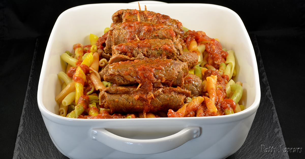 Fricandeaux de Boeuf au Lard, Sauce Tomate