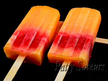 Frozen Melon and Raspberry Popsicles small