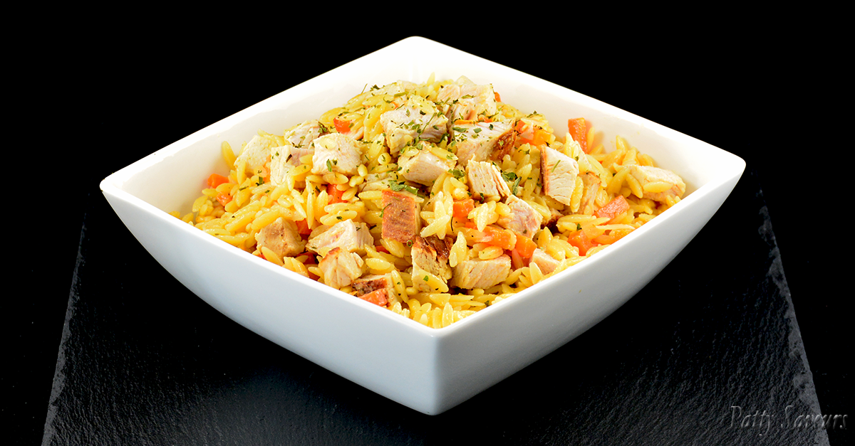 Patty Saveurs Orzo and Turkey Stir Fry