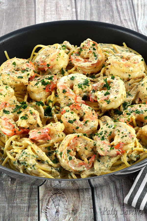 Pâtes aux Crevettes à l’Ail Pinterest